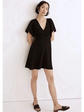 madewell black cape sleeveless mini dress like new 12